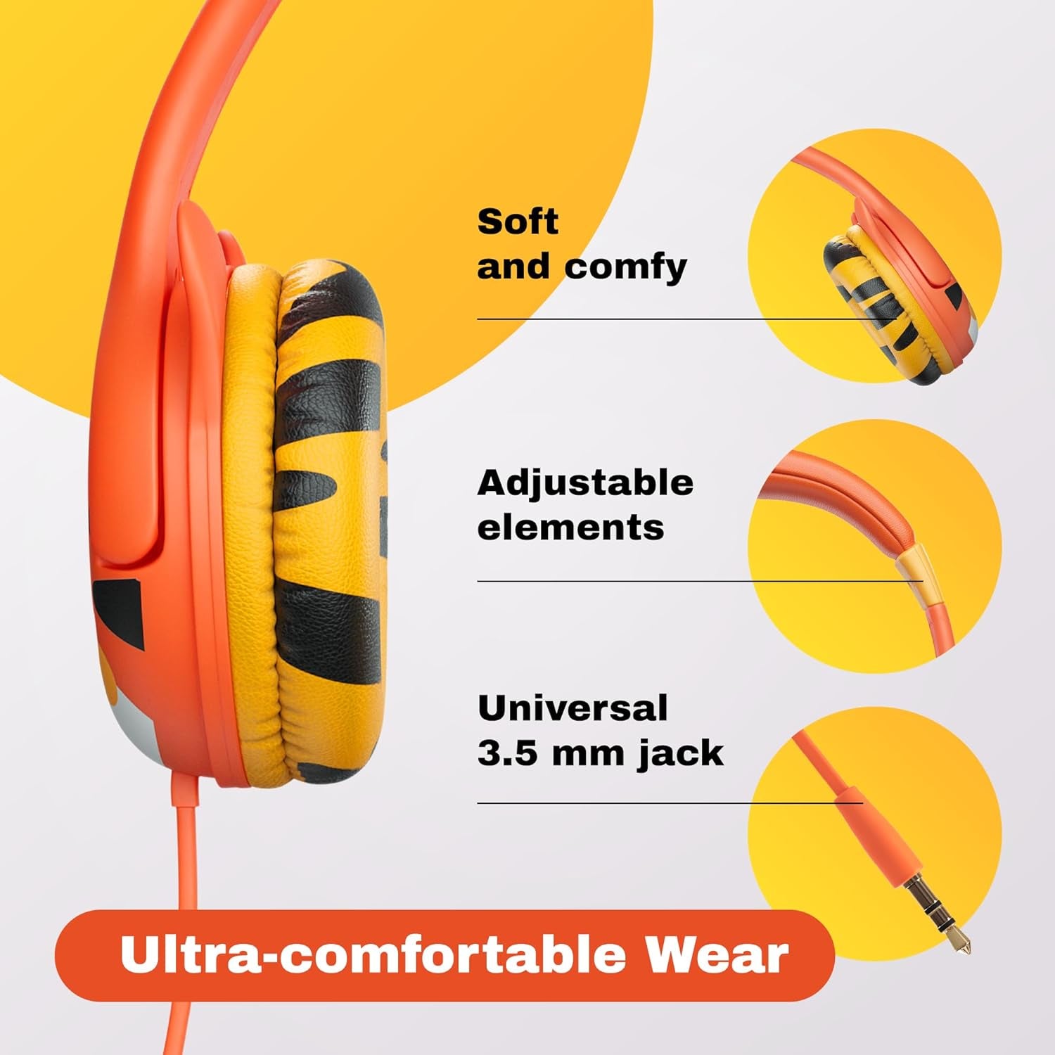 Wired Toddler Headphones for 1-7 Years Old — 85Db Volume Limited Baby Headphones for Plane and Car Travel — Children Headset for Airplane, Ipad and Tablet, Kids Headphone with Cord for Children