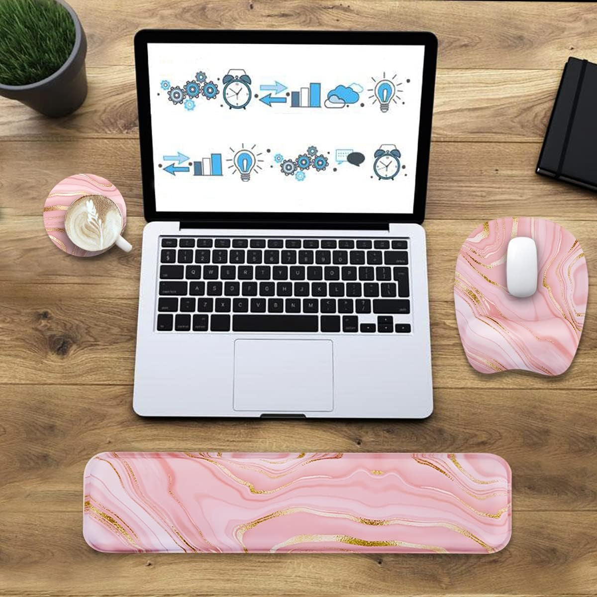 Keyboard Wrist Rest Mouse Pad Wrist Support for Computer Desktop/Laptop/Notebook Memory Foam Keyboard Pad Ergonomic Hand Rest Wrist Cushion for Home Office Gaming - Pink Fluid