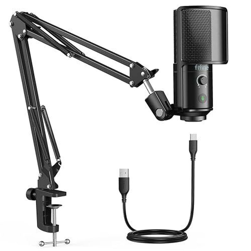 USB Podcast Microphone, PC Computer Condenser Microphone Plug & Play Mic Kit