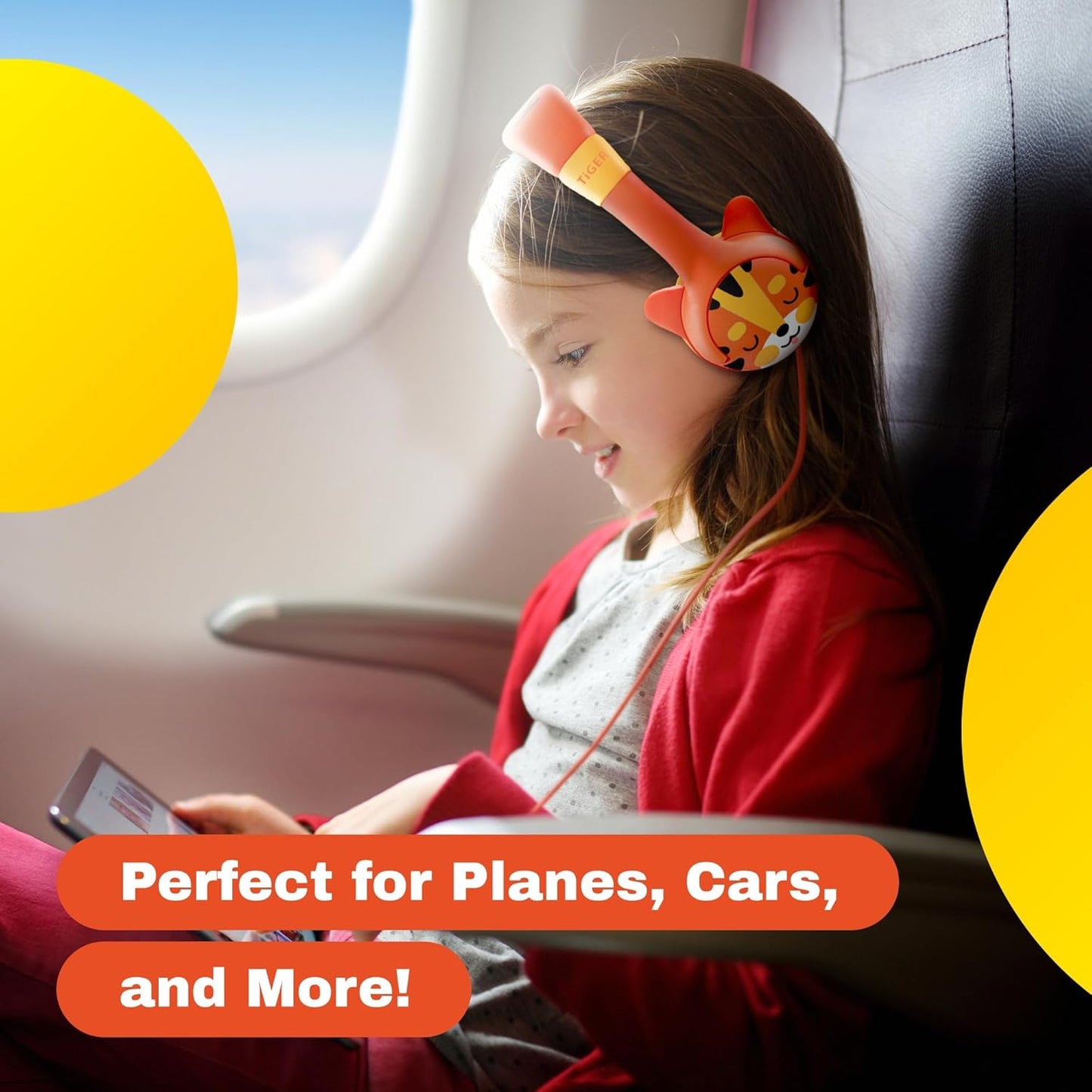 Wired Toddler Headphones for 1-7 Years Old — 85Db Volume Limited Baby Headphones for Plane and Car Travel — Children Headset for Airplane, Ipad and Tablet, Kids Headphone with Cord for Children